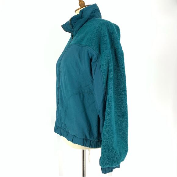 Women's Small Fleece Jacket Wild Fable Zip Up Nylon SoftShell Botanical Blue NWT - Picture 6 of 9